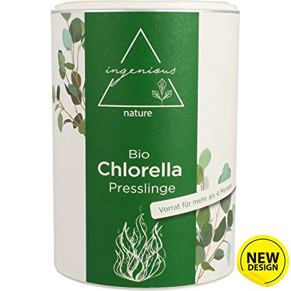 ingenious nature® Laborgeprüfte Bio Chlorella Presslinge - 5 Monats Vorrat - ohne Zusätze - 1000 Presslinge je 500mg (5,78€/100 g)