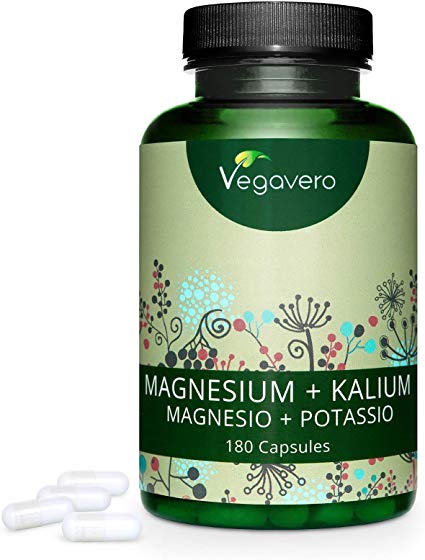 VEGAVERO® Magnesium Kapseln + Kalium | 180 Kapseln | Hochdosiert: 725 mg pro Tag | PREMIUM Magnesiumcitrat & Kaliumcitrat | LABORGEPRÜFT | Muskeln* & Elektrolythaushalt | Ohne Zusätze | Vegan